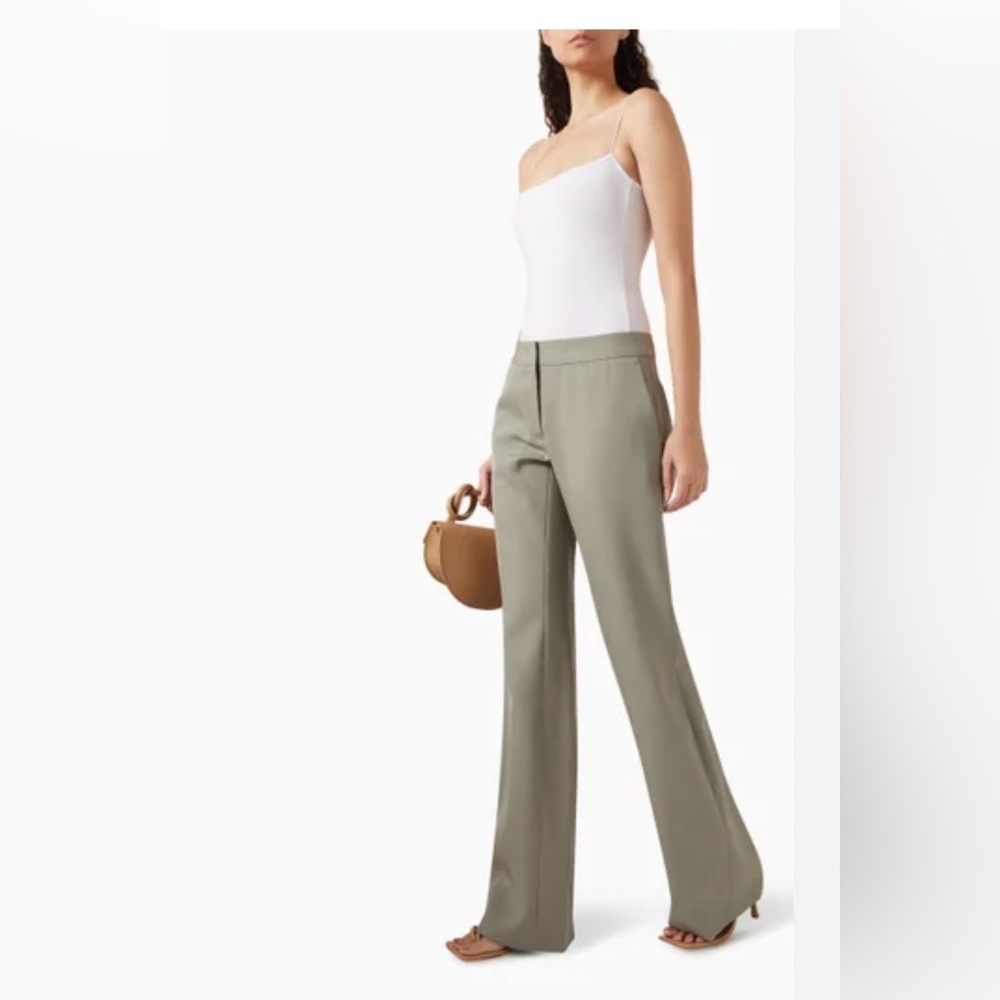 Ashley Judd women’s size 10 wide leg chino pants with pockets olive green